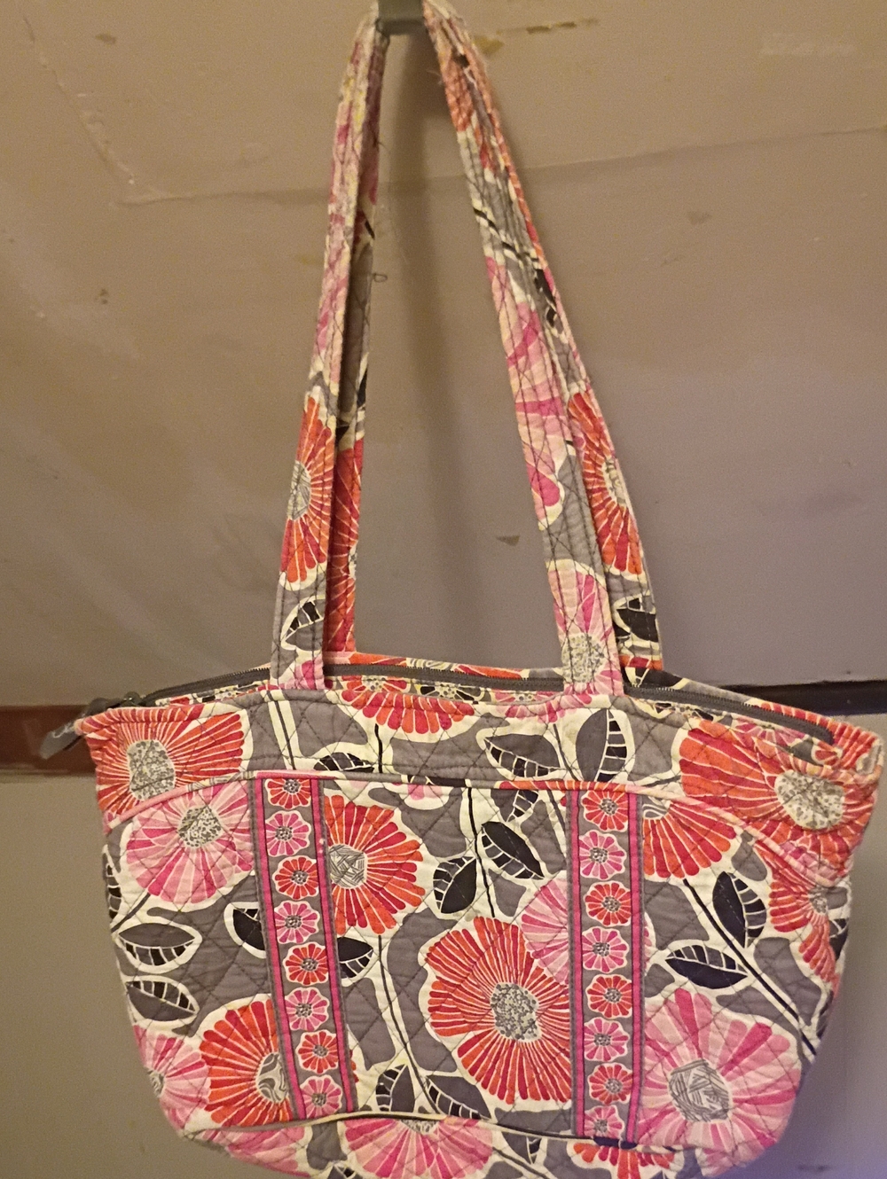 Vera Bradley Quilted Floral Tote in Pink and Coral